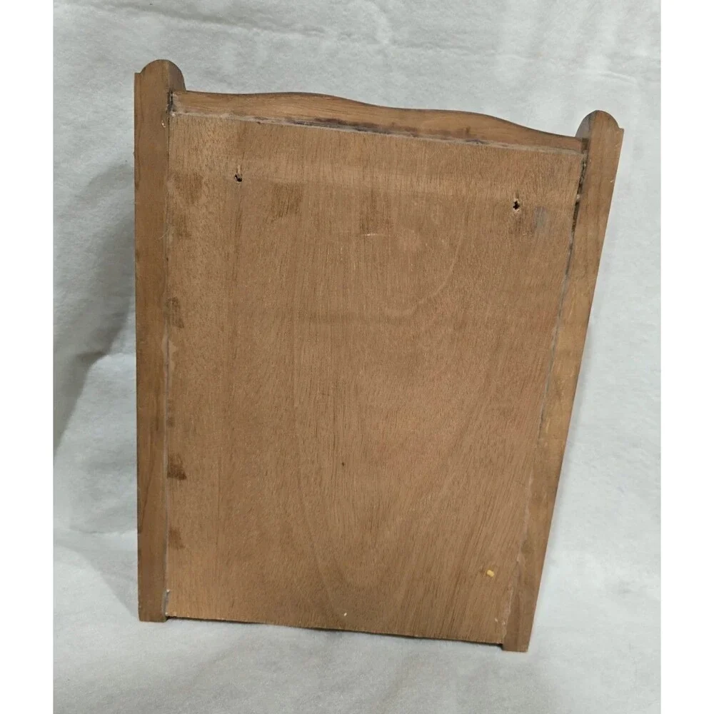 Vintage Emma's Kitchen Wooden Spice Rack 2 Tier Wall Mount 10 Glass Jars MCM